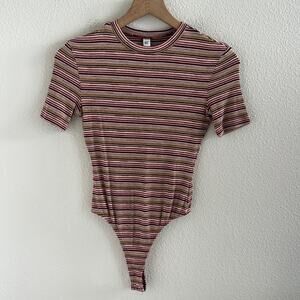 American Apparel Mini Rib Striped Y2K 90s Bodysuit Small